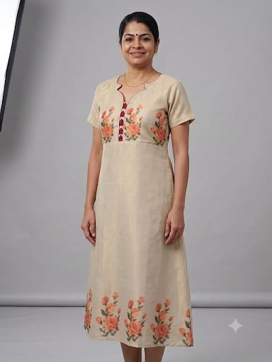 Mayas Traditional Printed Kurthies with Design Neck
